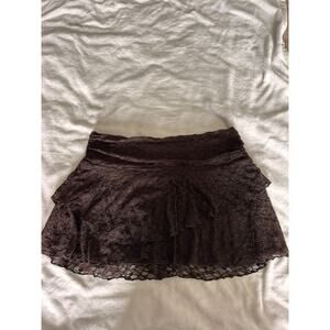 Anko (Australia) Brown Lace Mini Skirt Y2K Coquette Sheer Layering Skirt SZ 16